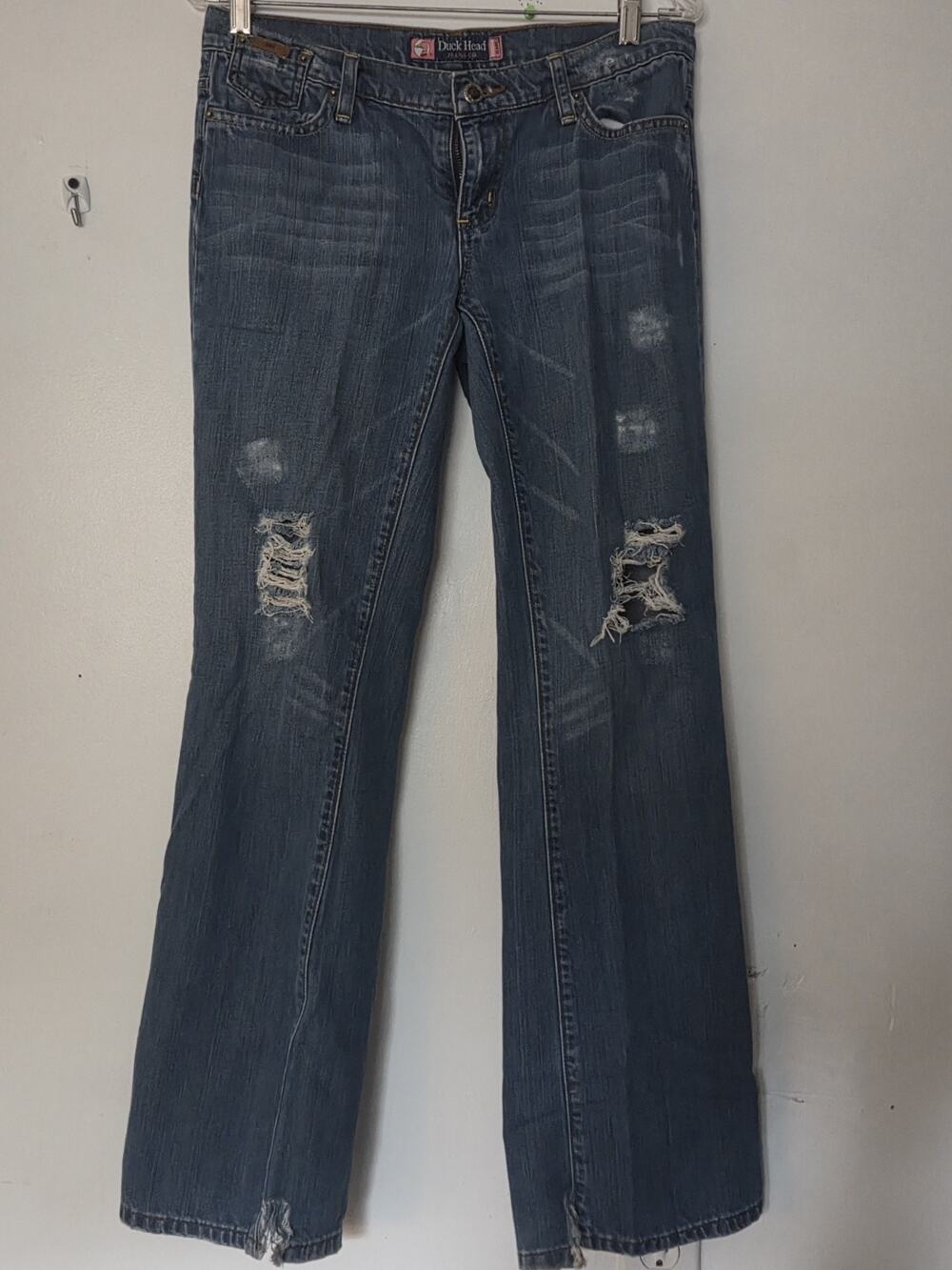 Vintage Duck Head Jeans Size 5 Flare Blue Denim Y2K Distressed Whiskers